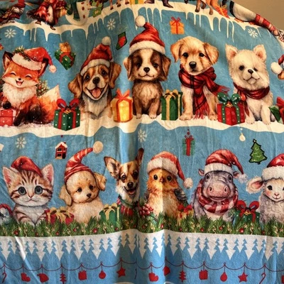 Manta de Navidad Papá Noel con adorables animales bebés Foto 1 de 4