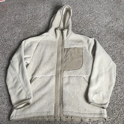 Uniqlo white Mountaineering Fleece Jacket Mens XL Cream Full zip Hooded EUC Gorp - Image 1 of 4