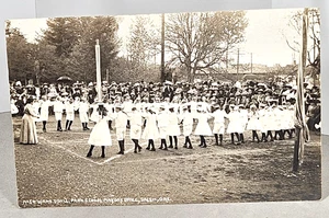 1915 RPPC Postcard May Day Exercises Children Wand Drill Park School Salem Or - Picture 1 of 2