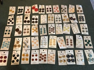 NOS Vintage 50 Card Lot la petite Buttons Blue Red Pink Peach Tan Green Lot#15 - Picture 1 of 5