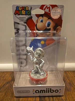 Nuevo Precintado Nintendo Amiibo Figura Super Mario Mario Edición Plata Switch Wii U  Foto 1 de 4