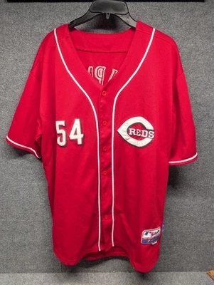 Cincinnati Reds Authentic Majestic Jersey Size 54 Embroidered Chapman - BUTTON - Image 1 of 4