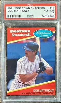 1991 Moo Town Snackers #15 Don Mattingly PSA 8 Low pop - Image 1 of 2