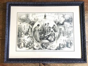 Antik TH. NAST 1863 EMANZIPATION BÜRGERKRIEG HARPER’S WEEKLY Center gerahmt - Bild 1 von 8