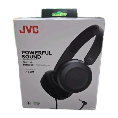 JVC Powerful Sound Built in Remote + Microphone Stereo Headphones HA-S31M New!