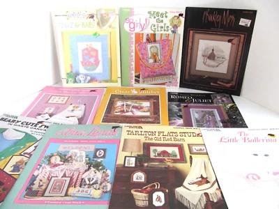 Vtg Lot Of 10 Cross Stitch Leaflets Booklets Patterns Leisure Arts Heritage W - Image 1 of 4