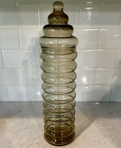 Holmegaard Primula Apothecary Jar Smoked Glass Canister w. Lid Jacob Bang 14.5" - Picture 1 of 10