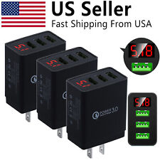 3-Pack 3 Port USB Home Wall Fast Charger for Cell Phone iPhone Samsung Android
