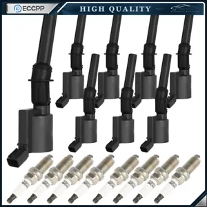 Set of 8 Ignition Coils For Ford Lincoln DG508 & 8 Spark Plugs SP493 4.6L 5.4L - Picture 1 of 13