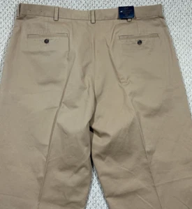 Pantaloni Brooks Brothers 346 Advantage Chino Elliot kaki 40x32 con polsini pieghettati nuovi senza etichette - Foto 1 di 12