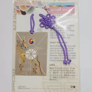 24K Gold Plated Metal Korean Traditional Bookmark Shield Shaped Kite Buyers Gift - Imagen 1 de 1