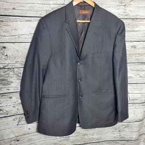 Tasso Elba Jacket Mens Size S42 Wool Grey Pin Stripe 3 Button Blazer TS63B40 - Picture 1 of 9