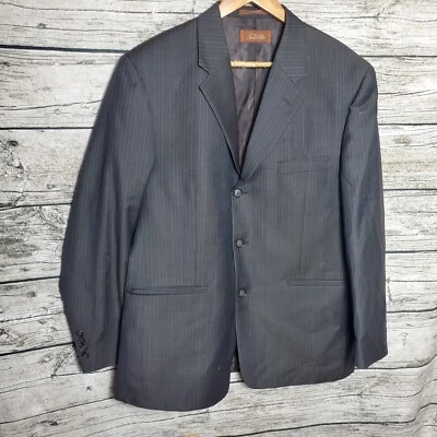 Tasso Elba Jacket Mens Size S42 Wool Grey Pin Stripe 3 Button Blazer TS63B40 - Image 1 of 4