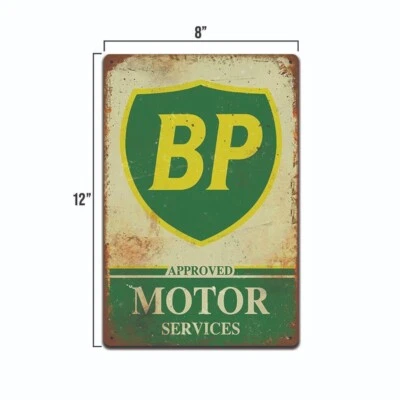 VINTAGE LOOKING BP OIL AND GAS 8X12  METAL NOVELTY GARAGE SIGN TS896 - Image 1 of 4