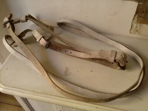 LICOL RENES CAVALERIE EMPIRE XIXe BUFLE BLA LONGE CAVEÇON CUIR ANCIEN BRIDE OLIV - Bild 1 von 12