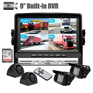 9" Split Monitor DVR Video Recorder 4x 360 View 1080P Rear View Backup Camera RV - Picture 1 of 12
