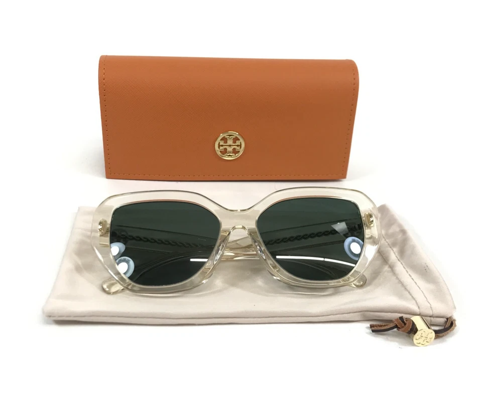 Tory Burch Sunglasses TY7194U 1952/3H Clear Gold Pinot w/ Green Lenses 55-17-140 - Image 1 of 4
