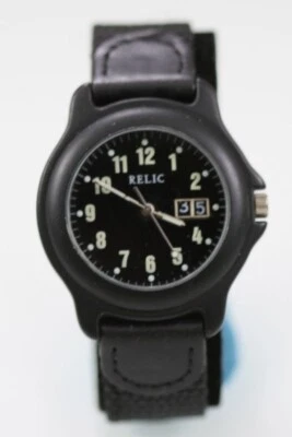 Reloj Hombre Reliquia Acero Inoxidable Cuero Negro Nylon Resistente al Agua Batería Cuarzo Foto 1 de 4