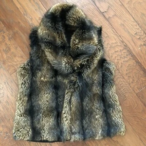 Alberto Makali Plush Thick Faux Fur Vest XL Black/brown Knit Back - Picture 1 of 4