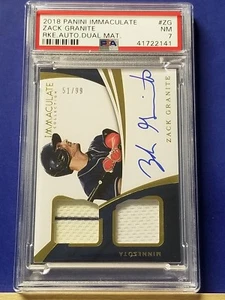 Zack Granite - 2018 Panini Immaculate Rookie Autograph Dual Material PSA 7 - Picture 1 of 2