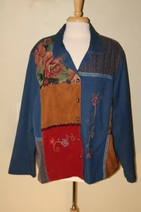 KORET CITY BLUES Coat Denim Patch Work Embroidery Detail Sz 3X Ret $239 - Picture 1 of 4