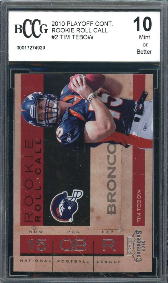 Tim Tebow Rookie Card 2010 Playoff Contenders #2 BGS BCCG 10 - Image 1 of 2