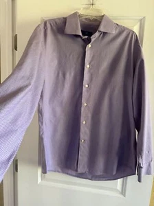 Egara Button Up Dress Shirt Men’s Size XL 17-17.5 Purple Pattern 100% Cotton - Picture 1 of 5