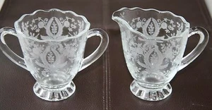 New Martinsville Viking Glass Prelude Cream and Sugar Set - Picture 1 of 6