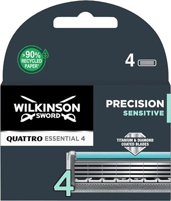 WILKINSON Sword Pack 4 Lames " QUATTRO ESSENTIAL 4 " Précision Sensitive HOMME