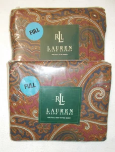 SET 2 in Package Ralph Lauren Parker Paisley Full Flat and Fitted Sheets NEW - Picture 1 of 9