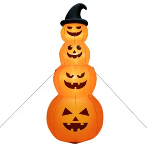 Inflatable Halloween Pumpkins Stack 8-Feet Built-in LED Lights Lawn Yard Decor - Picture 1 of 3