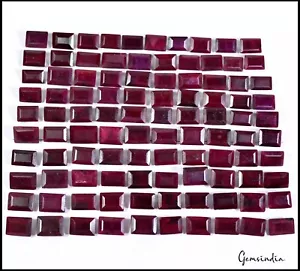 100 Pezzi Rubino Rosso Naturale Taglio Baguette Sciolto 14-17mm Anello Misura Pietre Preziose ~1440 Ct - Foto 1 di 8