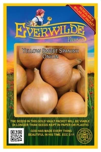 500 Yellow Sweet Spanish Onion Seeds - Everwilde Farms Mylar Seed Packet - Picture 1 of 3