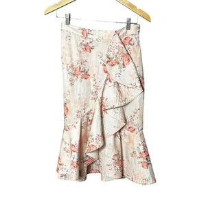 Antonio Melani Größe 4 rosa rot lila Blumen Faux Wickel Rüschen Rock gesteppt - Bild 1 von 7