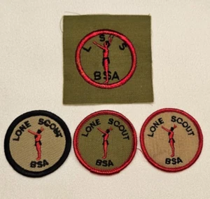 Vintage Lot (4) Lone Scout Patches - Khaki Square Plus Rounds - Bild 1 von 2