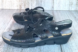 Scarpe sandali neri nuvolosi in pelle con lacci stringati taglia 38 US 7 - NON USATE AFFATTO! - Foto 1 di 7