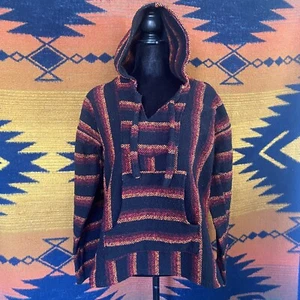 Vintage 90’s Baja Jacket Hooded Sweater Poncho. Medium. Unisex. Made In Mexico. - Picture 1 of 14