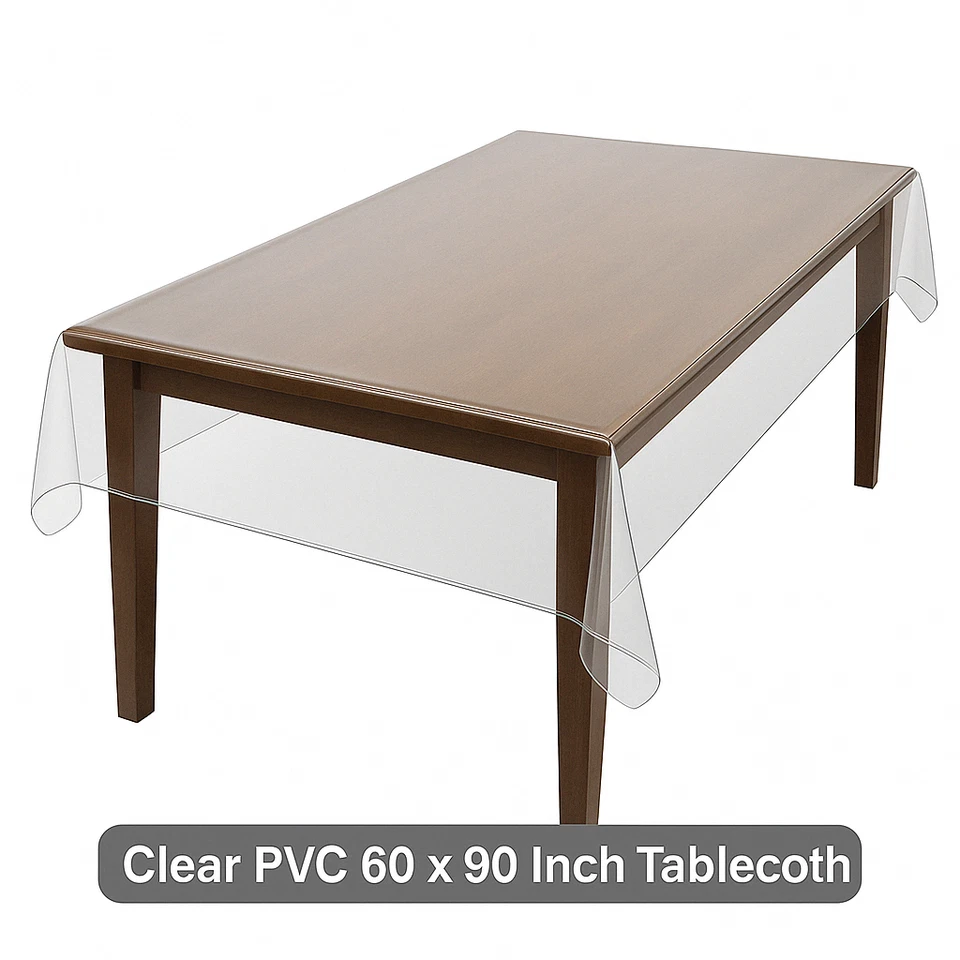 Clear Vinyl Tablecloth Protector 60x90 Oblong – Waterproof Reusable Cover - Image 1 of 4