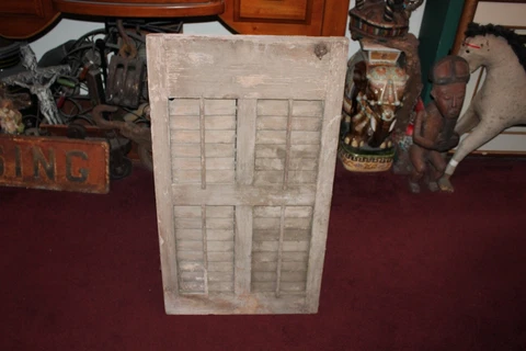 Antique Wood Shutter Window Pane Shape Country Barn Farm Architectural Cover