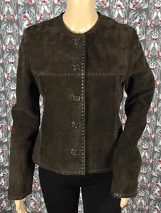 Neu ohne Etikett Michael Kors Damen braun Wildleder Lederjacke Mantel Knopfleiste Größe 8 - Bild 1 von 6