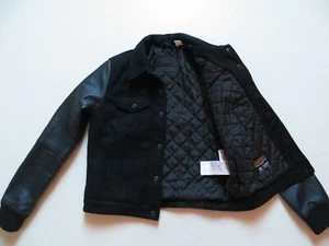 Levi's Thermore Damen Jacke Gr. S, Schwarze Fleece Jeansjacke mit Leder Ärmeln ! - Bild 1 von 4