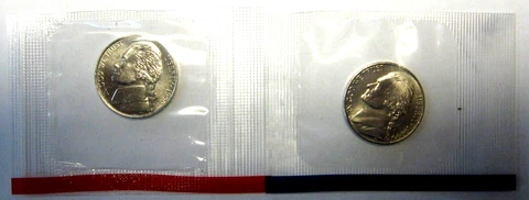1999 P D  - JEFFERSON NICKEL- GEM BU  from Mint Sets in Cello Cover