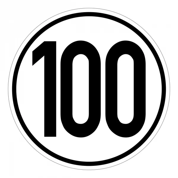 Geschwindigkeitsschild, Geschwindigkeitsaufkleber 100 kmh 20cm nach § 58 StVZO -
