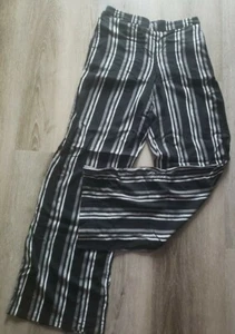 Women size XS black & gray wide leg striped high waisted pull-on beach pants - Picture 1 of 4