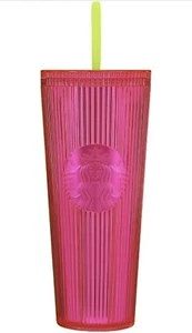 Nuevo con etiquetas Starbucks Neón Magenta Rosa Ventilación Viaje Bling Copa Fría Verano 2023 - Imagen 1 de 1