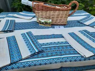 Tablecloth embroidered in Ukrainian style Table set in various colors - Image 1 of 4