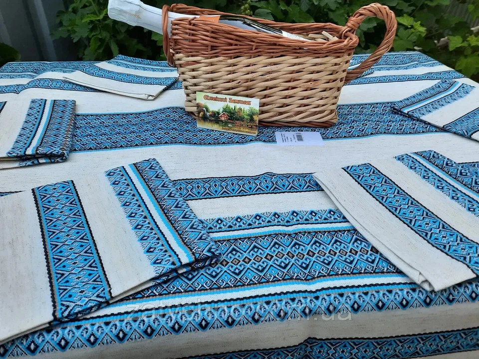 Tablecloth embroidered in Ukrainian style Table set in various colors - Image 1 of 4