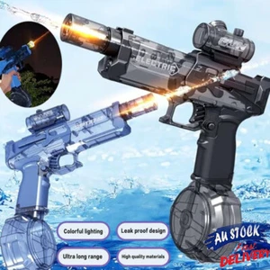 Electric Water Gun High-Pressure Squirt Blaster Soaker w/ Light Summer Pool Toys - Picture 1 of 18