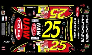 #25 Joe Nemechek UAW Delphi 2002 1/43rd Scale Slot Car Waterslide Decals - Picture 1 of 2