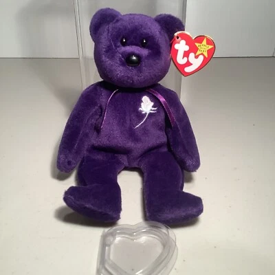 Ty 豆豆娃公主熊玩具硬质展示盒带标签保护 — 第 1/4 张图片